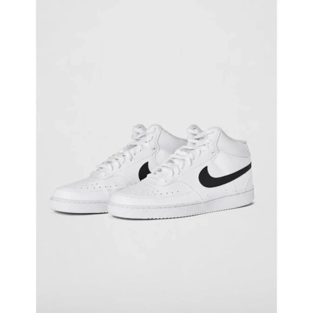 🆕Nike Men's White/Black/White Court Vision Mid Next Nature Fashion Sneakers